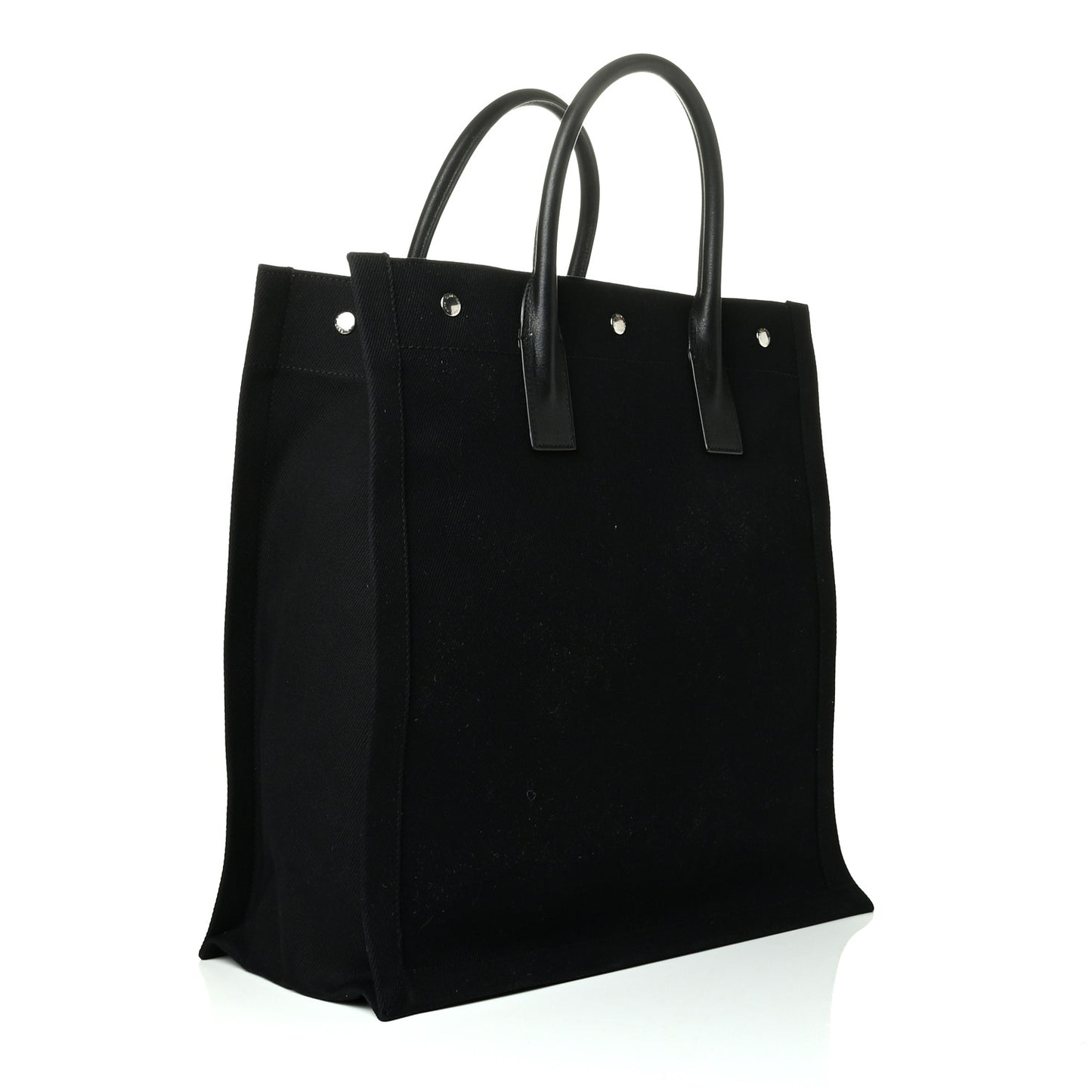Linen Calfskin Rive Gauche North South Tote Black