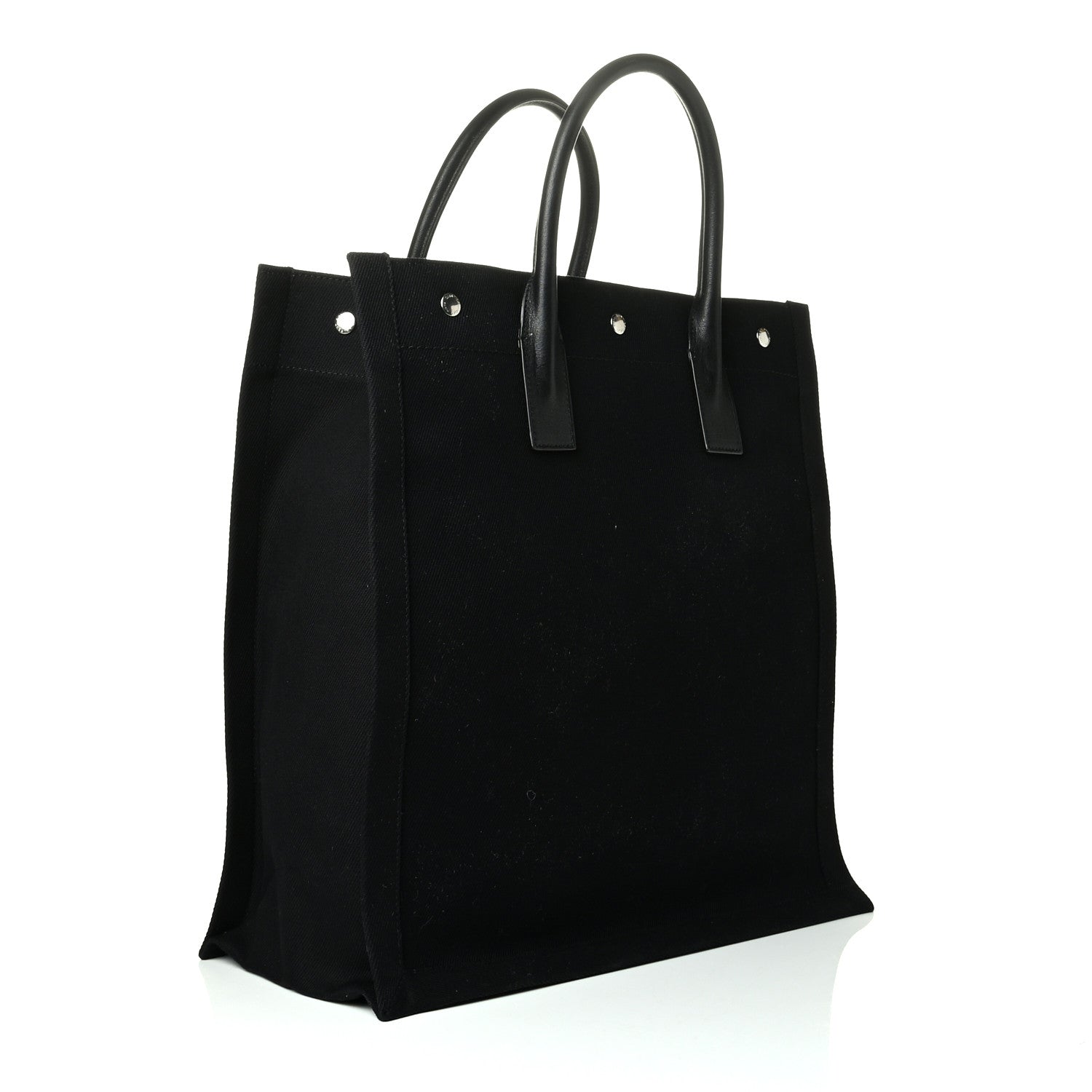 Saint Laurent Linen Calfskin Rive Gauche North South Tote Black 2 of 5