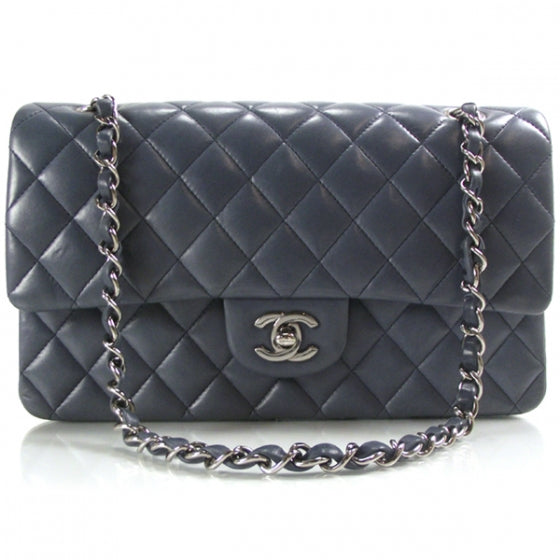Lambskin Medium Double Flap Blue