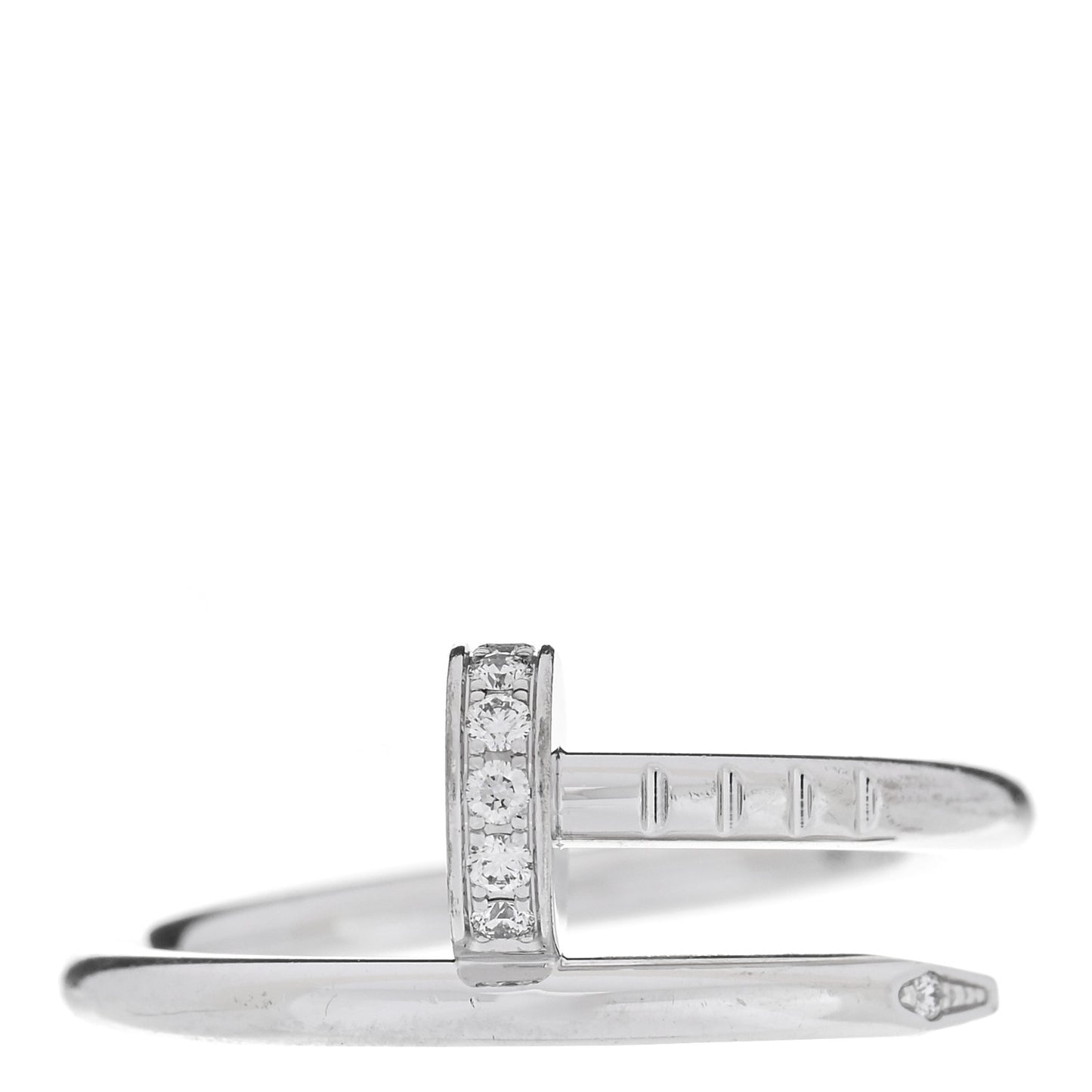 18K White Gold Diamond Small Juste Un Clou Ring 46 3.75