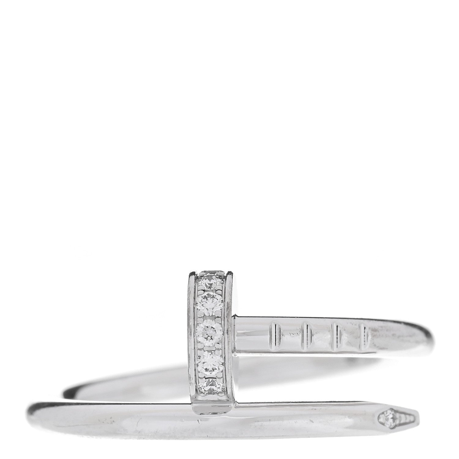 Cartier 18K White Gold Diamond Small Juste Un Clou Ring 46 3.75 1 of 4