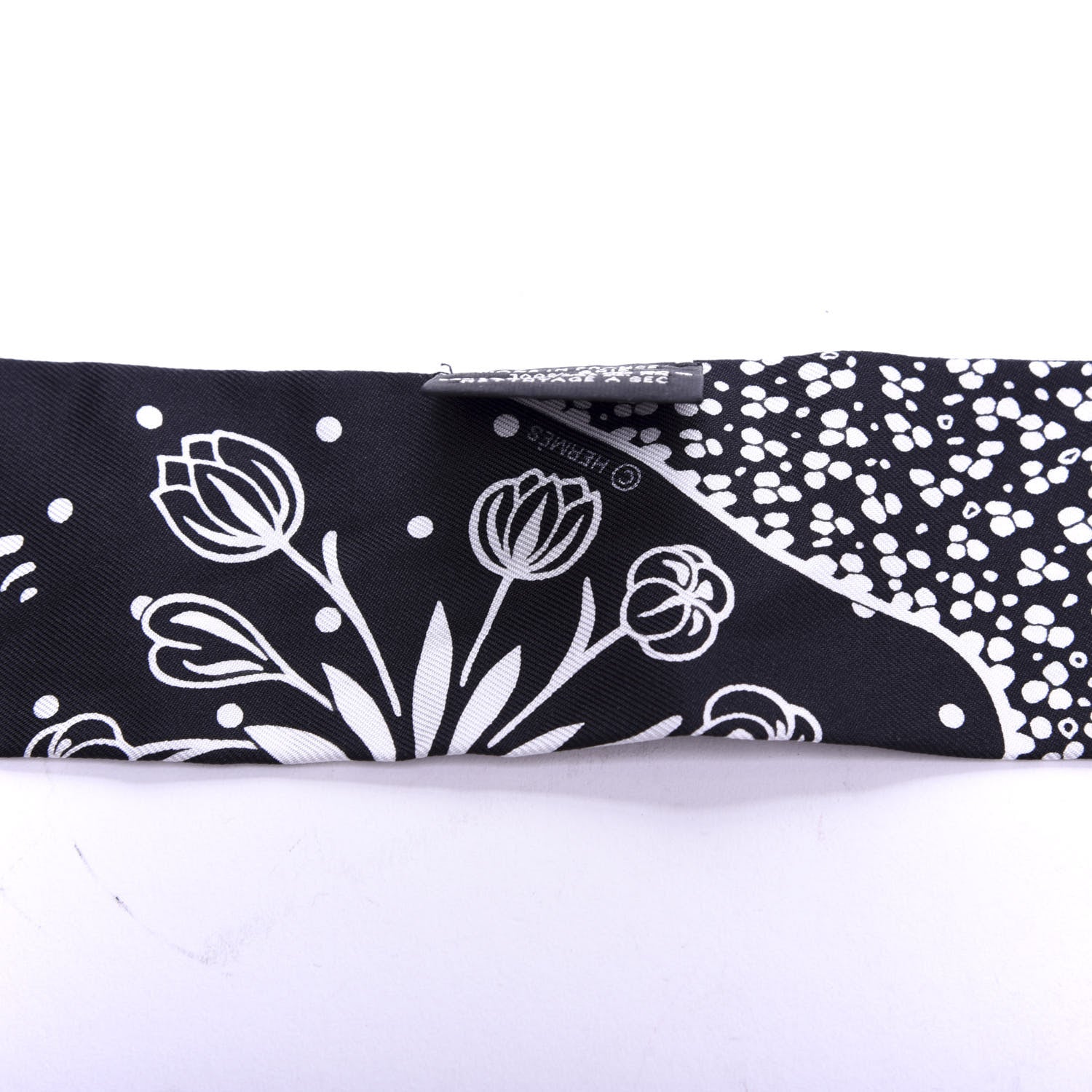 Hermes Silk Les Leopards Twilly Black White 3 of 4