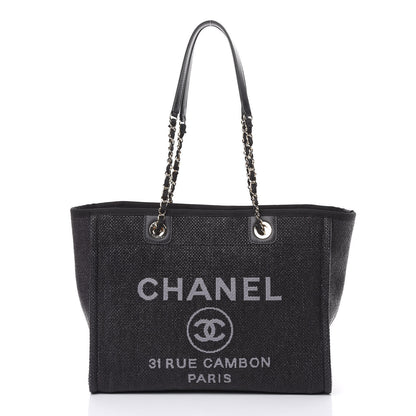 Chanel Woven Straw Raffia Small Deauville Tote Black 1 of 14