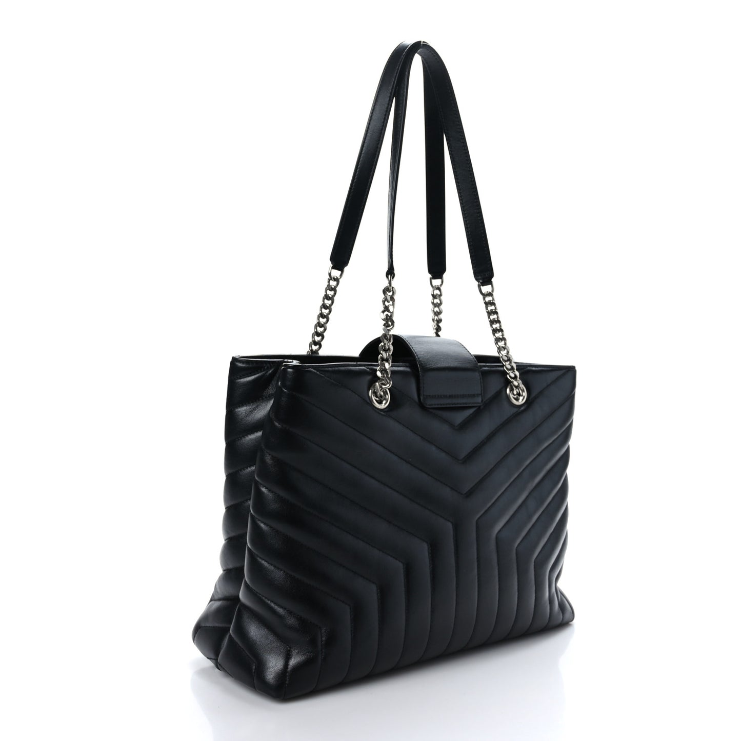 Calfskin Y Quilted Monogram Large Loulou Shopper Black