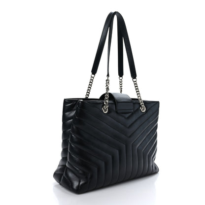 Saint Laurent Calfskin Y Quilted Monogram Large Loulou Shopper Black 3 of 11