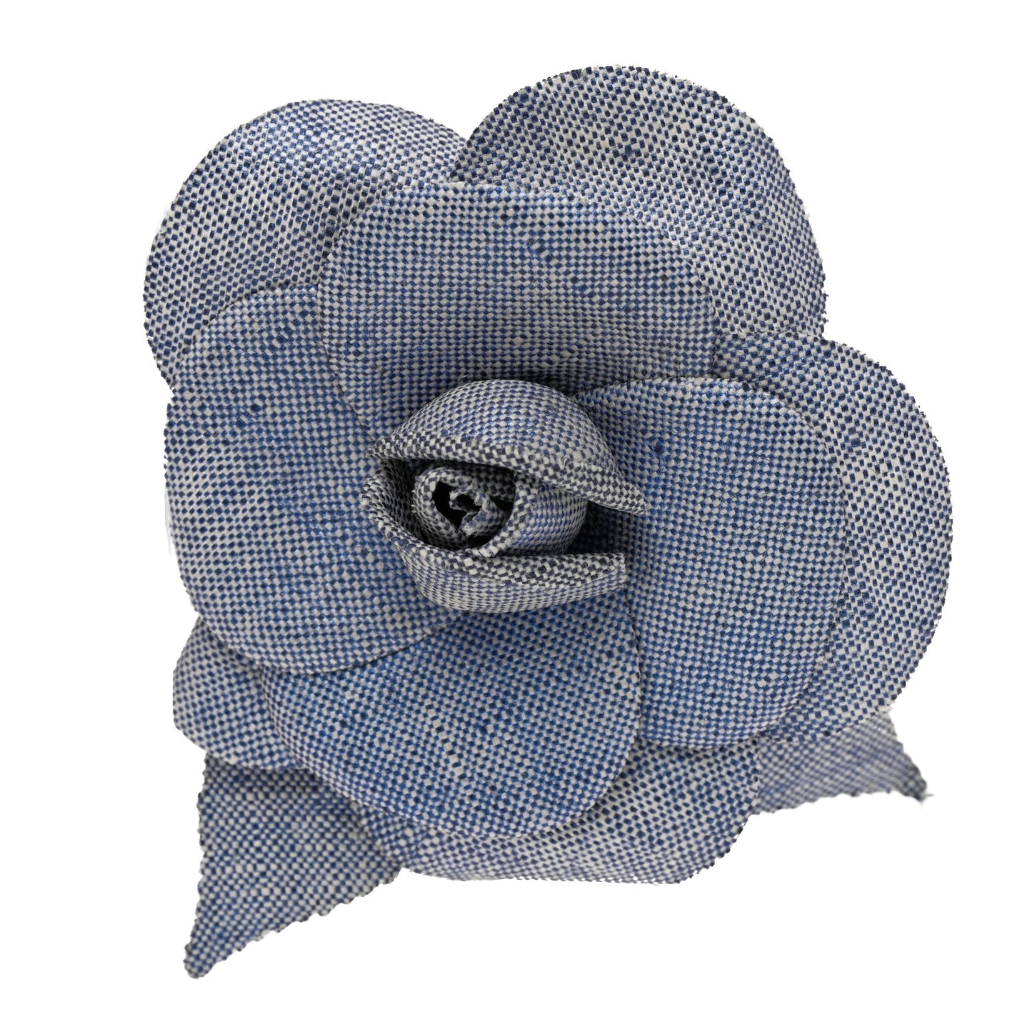 Linen Camellia Brooch Blue