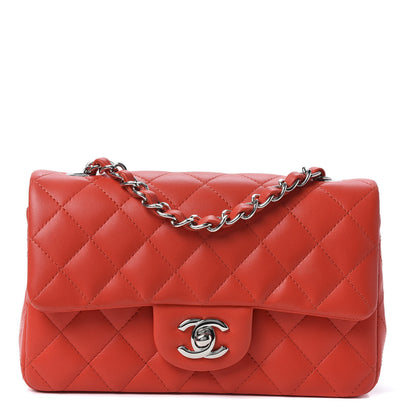 Chanel Lambskin Quilted Mini Rectangular Flap Red 1 of 10
