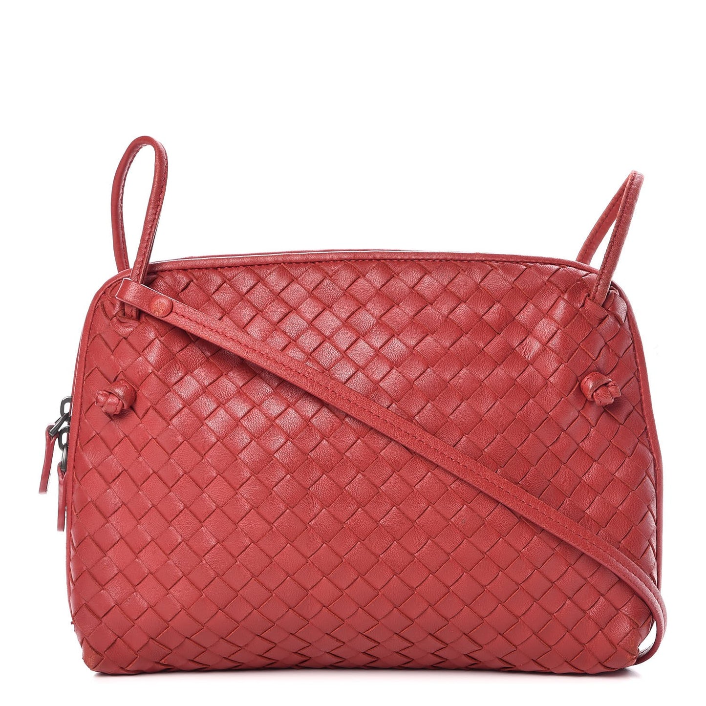 Nappa Intrecciato Nodini Crossbody Messenger Red