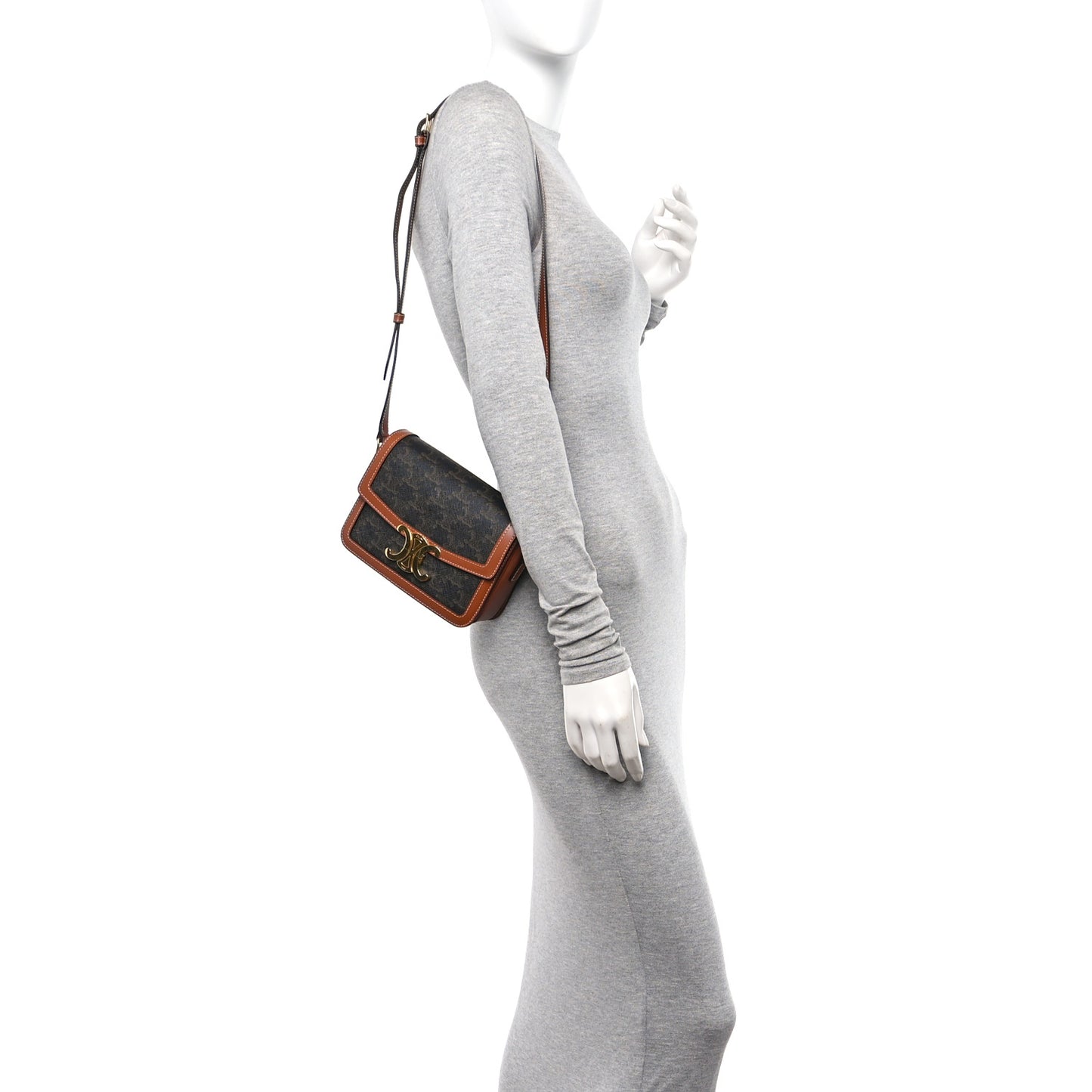 Calfskin Triomphe Canvas Teen Triomphe Bag Tan