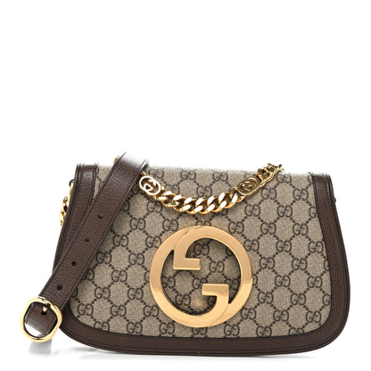 Gucci GG Supreme Monogram Textured Dollar Calfskin Blondie Chain Shoulder Flap Bag Beige Ebony New Acero 1 of 10