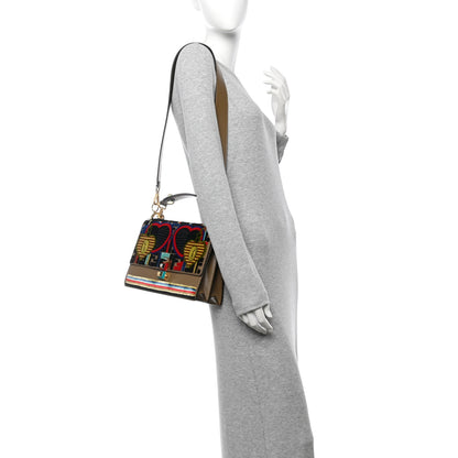 Fendi Vitello Liberty Velvet FF 1974 Hearts Padlock Embroidered Kan I Shoulder Bag Fango Multicolor 2 of 10