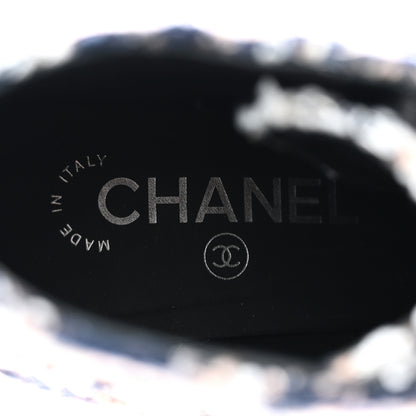Chanel Tweed Patent Calfskin Pearl Combat Short Boots 39 Black Multicolor 6 of 8