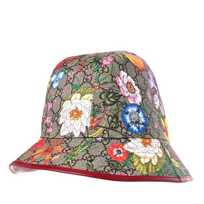 Gucci GG Supreme Monogram Flora Fedora Hat S Red 1 of 9