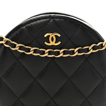 Chanel Lambskin Quilted Round Clutch With Chain Black 8 of 10
