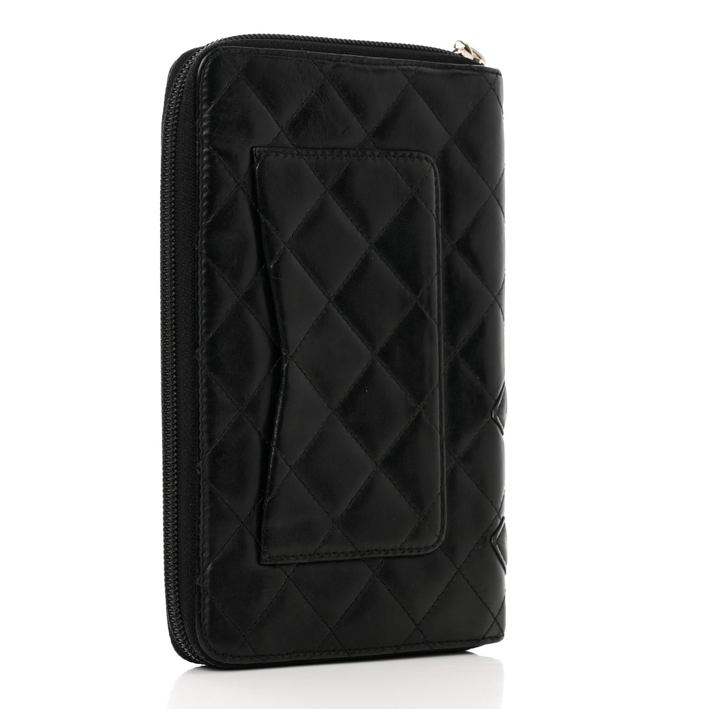 Calfskin Cambon Zip Around Organizer Wallet Black