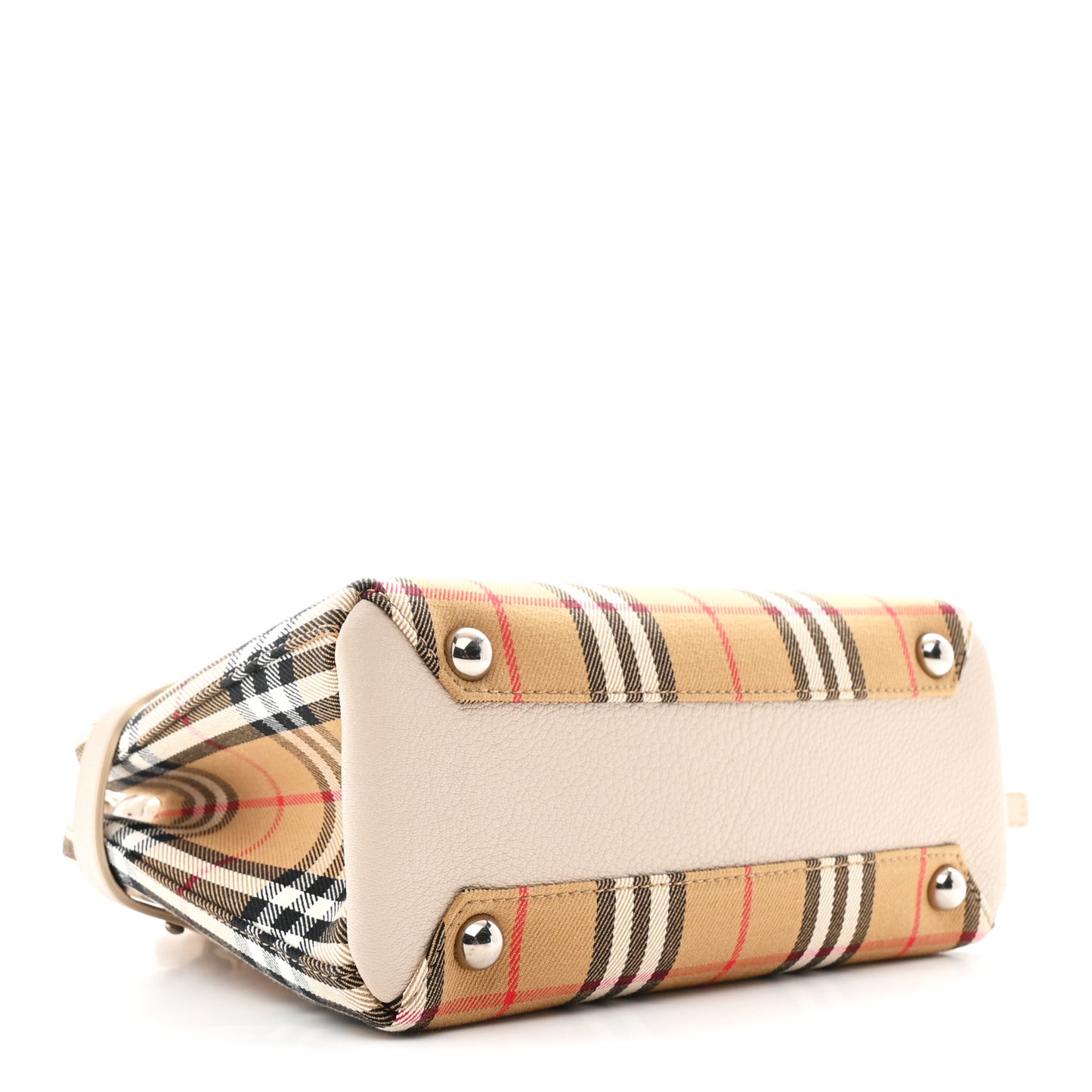 Goatskin Vintage Check Small Banner Tote Limestone