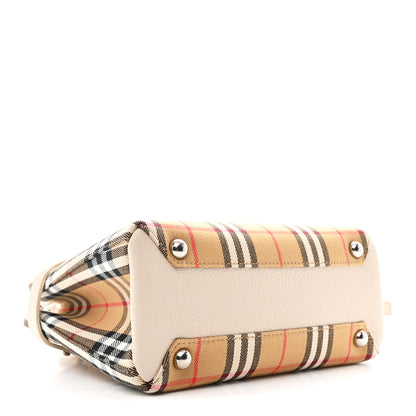 Burberry Goatskin Vintage Check Small Banner Tote Limestone 4 of 10