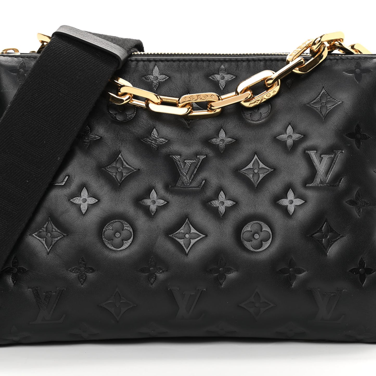 Lambskin Embossed Monogram Coussin PM Black