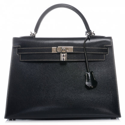Hermes Veau Grain Lisse Kelly Sellier 32 Black 1 of 10