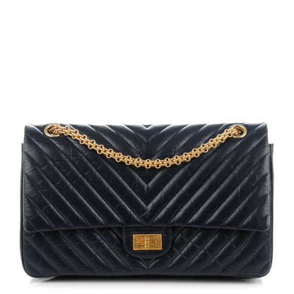 Chanel Aged Calfskin Chevron Quilted 2.55 Reissue 226 Flap Navy 1 of 7