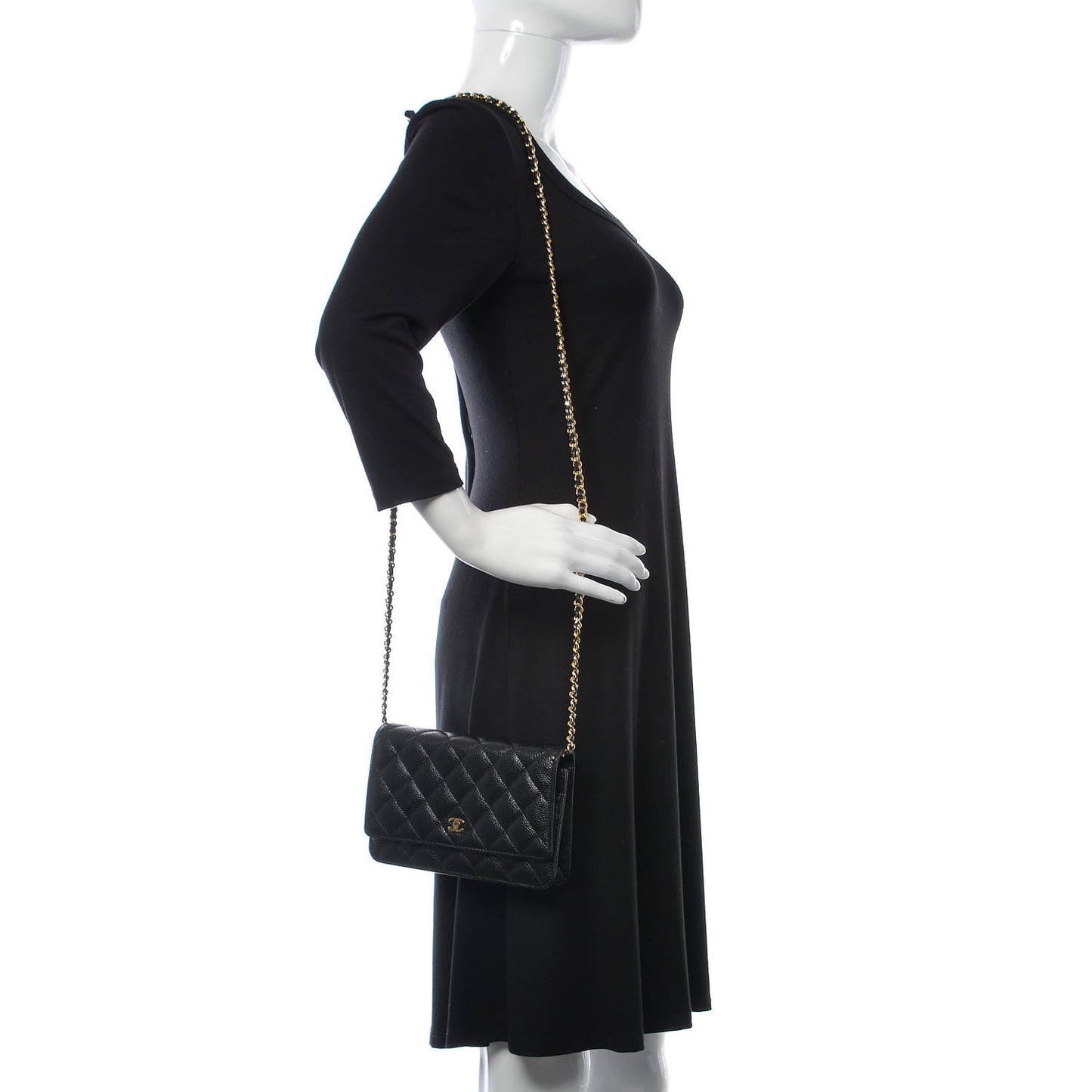Caviar Quilted Wallet On Chain WOC Black