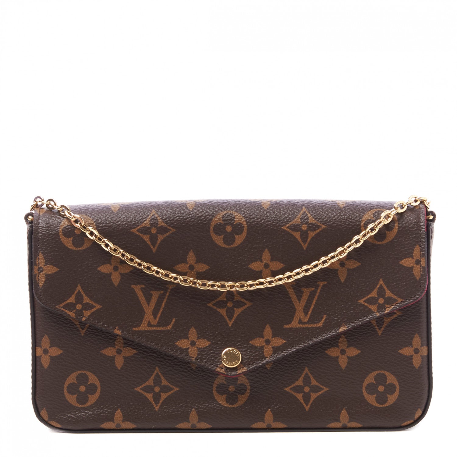 Louis Vuitton Monogram Pochette Felicie Chain Wallet Fuchsia 3 of 9