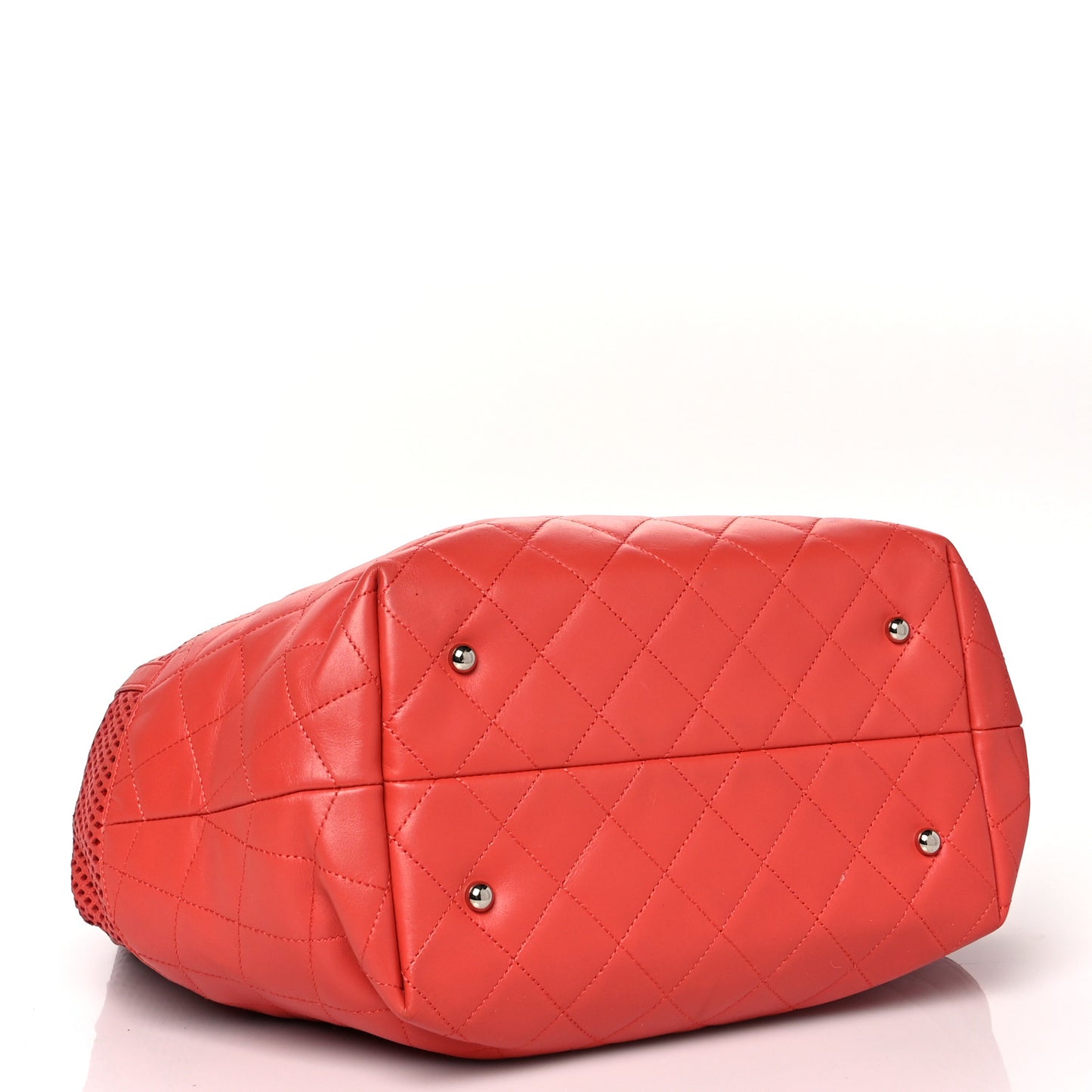 Calfskin Perforated Up In The Air North South Tote Red