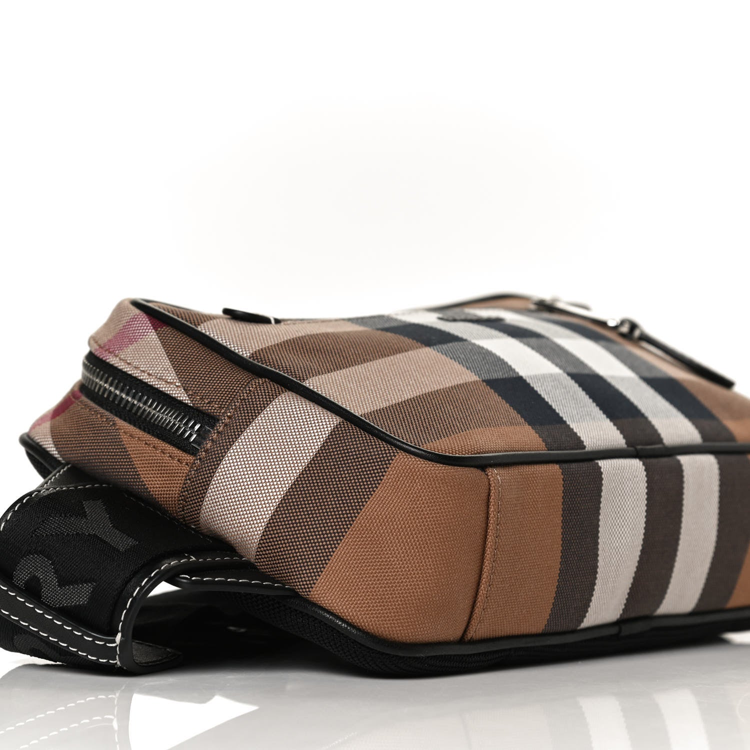 Burberry Cotton Calfskin Check Print Belt Bag Light Brown 8 of 11