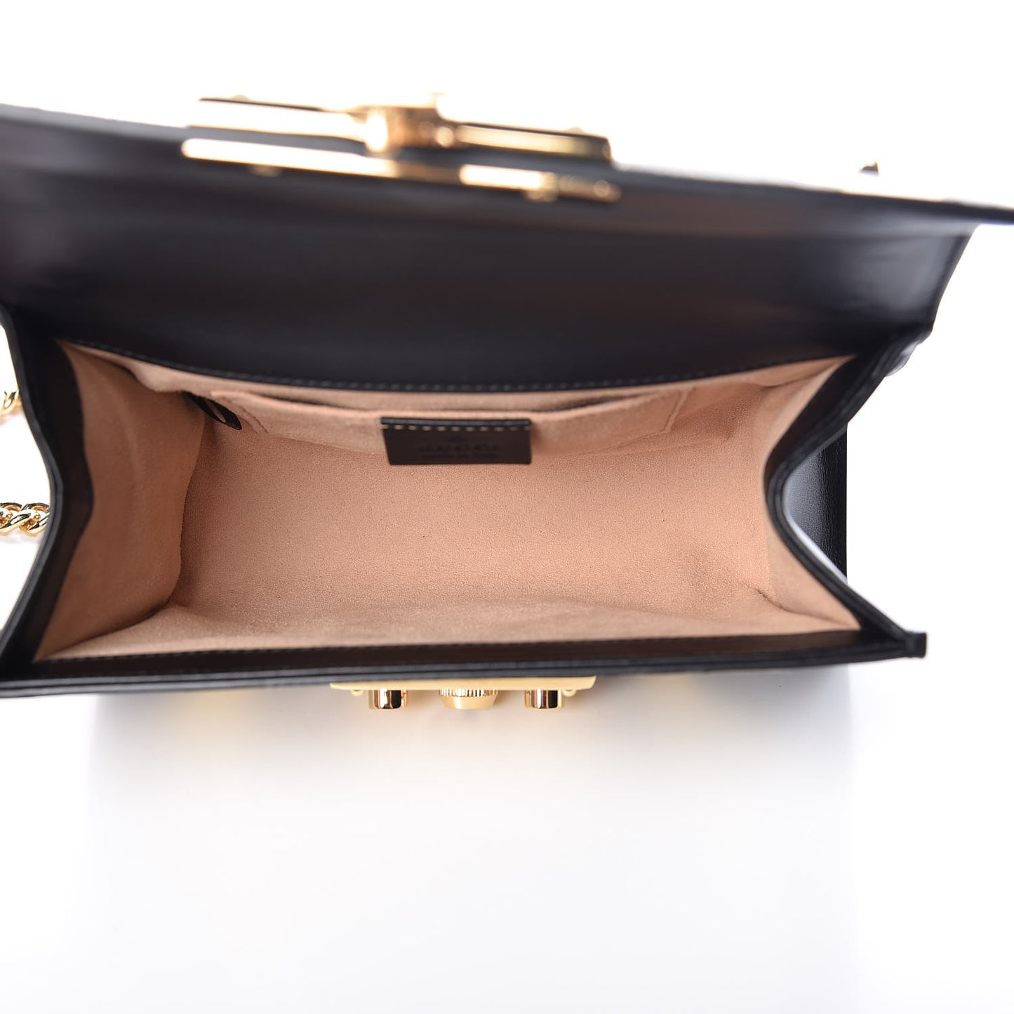 Calfskin GG Supreme Monogram Small Padlock Shoulder Bag Black Gold