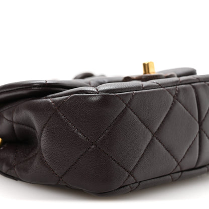 Chanel Lambskin Wenge Quilted Mini Fashion Wood Square Flap Dark Purple 8 of 10