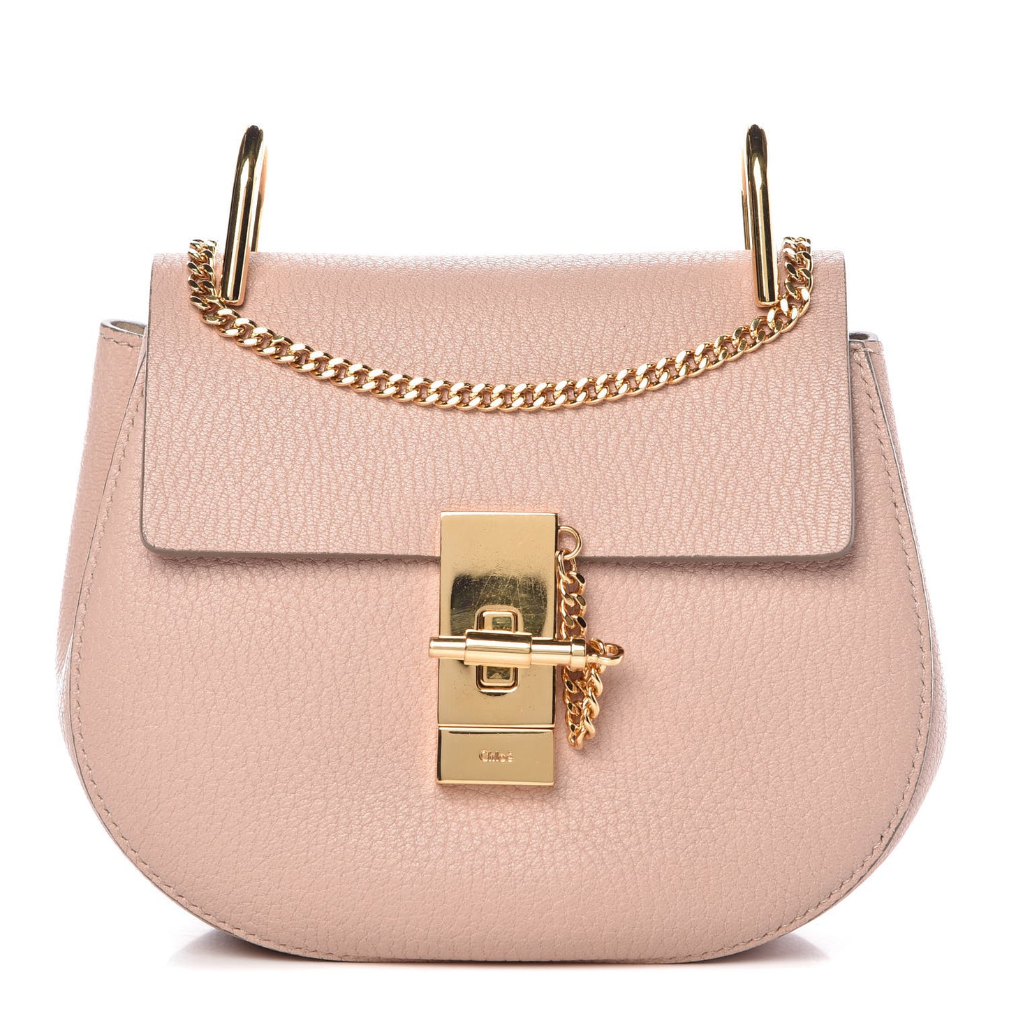 Grained Lambskin Mini Drew Shoulder Bag Cement Pink