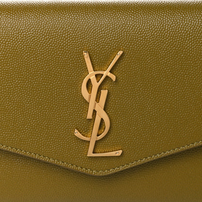 Saint Laurent Grain De Poudre Monogram Uptown Chain Wallet Olive 7 of 10