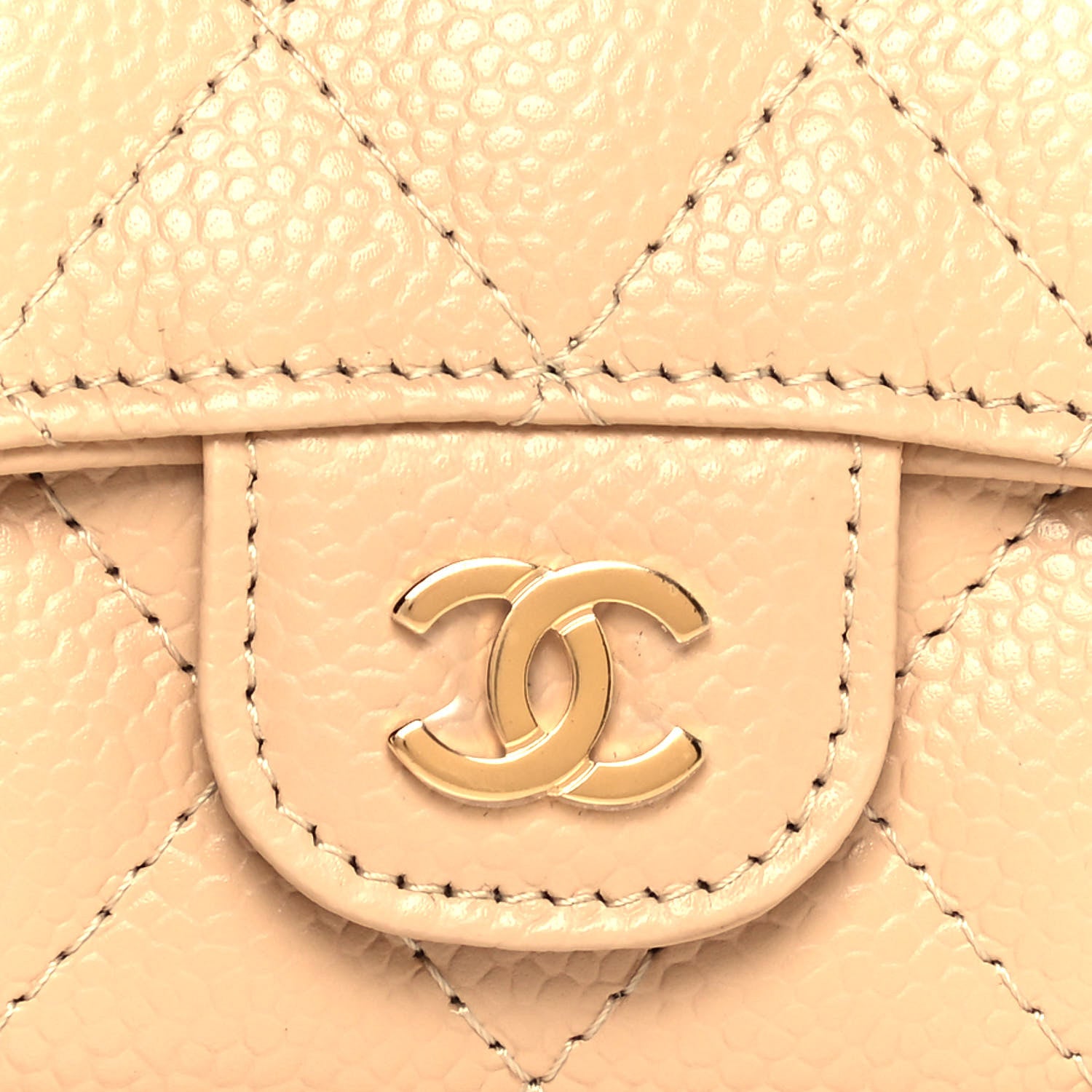 Chanel Caviar Quilted Flap Card Holder Wallet Beige 9 of 13