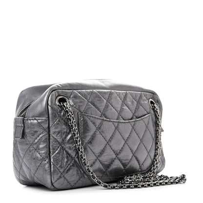 Chanel Metallic Aged Calfskin Quilted Medium Reissue Camera Case Dark Silver 3 of 10