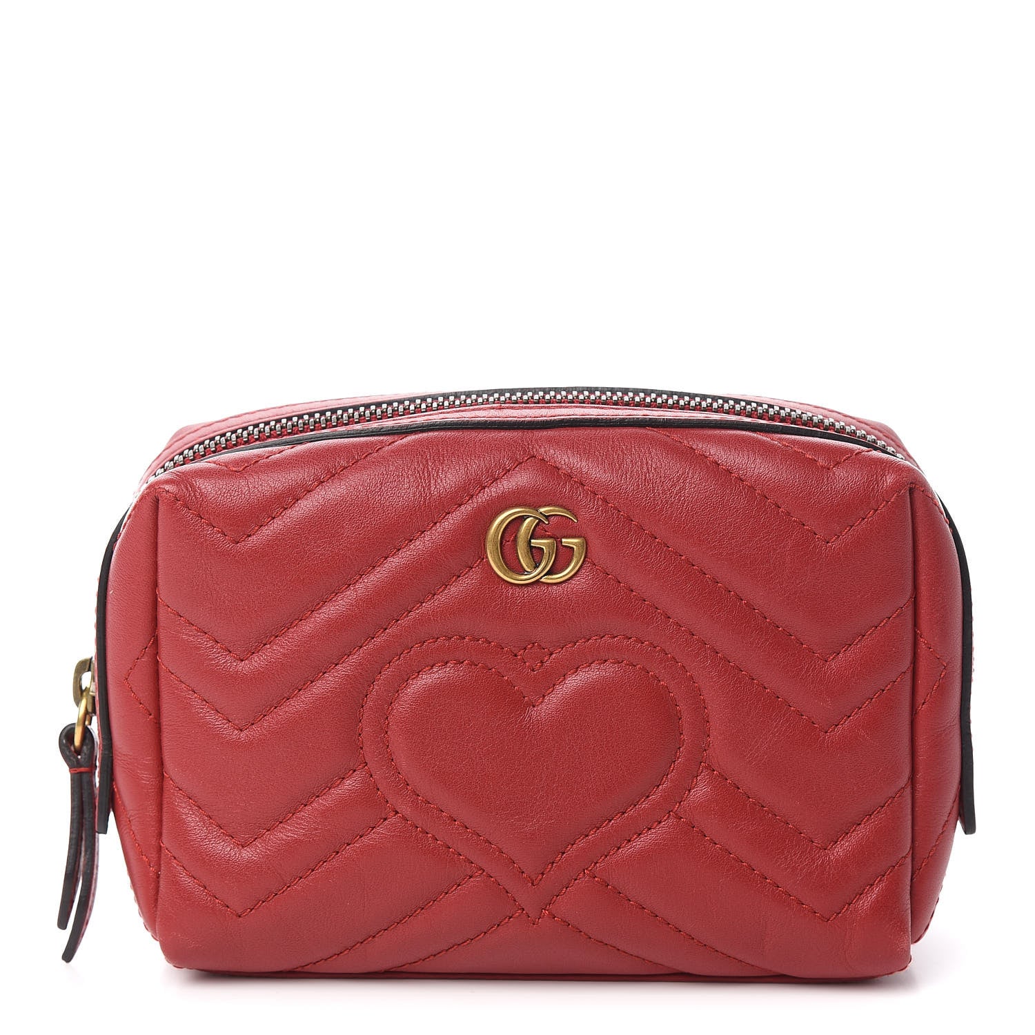 Gucci Calfskin Matelasse GG Marmont Cosmetic Case Hibiscus Red 1 of 10