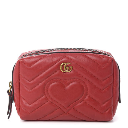 Gucci Calfskin Matelasse GG Marmont Cosmetic Case Hibiscus Red 1 of 10
