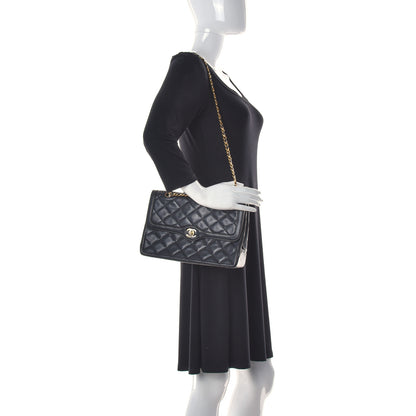 Chanel Lambskin Quilted Medium Double Flap Black 2 of 9