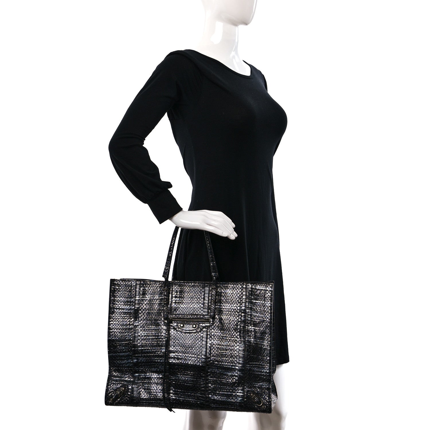 Balenciaga Glazed Elaphe Papier A4 Tote Blue 2 of 10