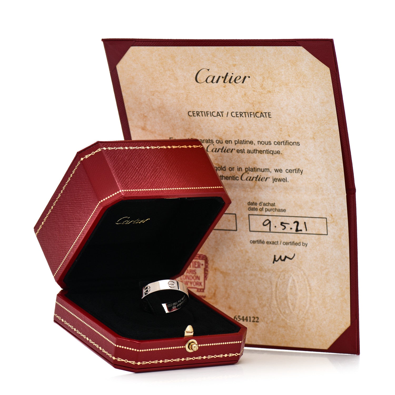 Cartier 18K White Gold 5.5mm LOVE Ring 68 12.25 5 of 5