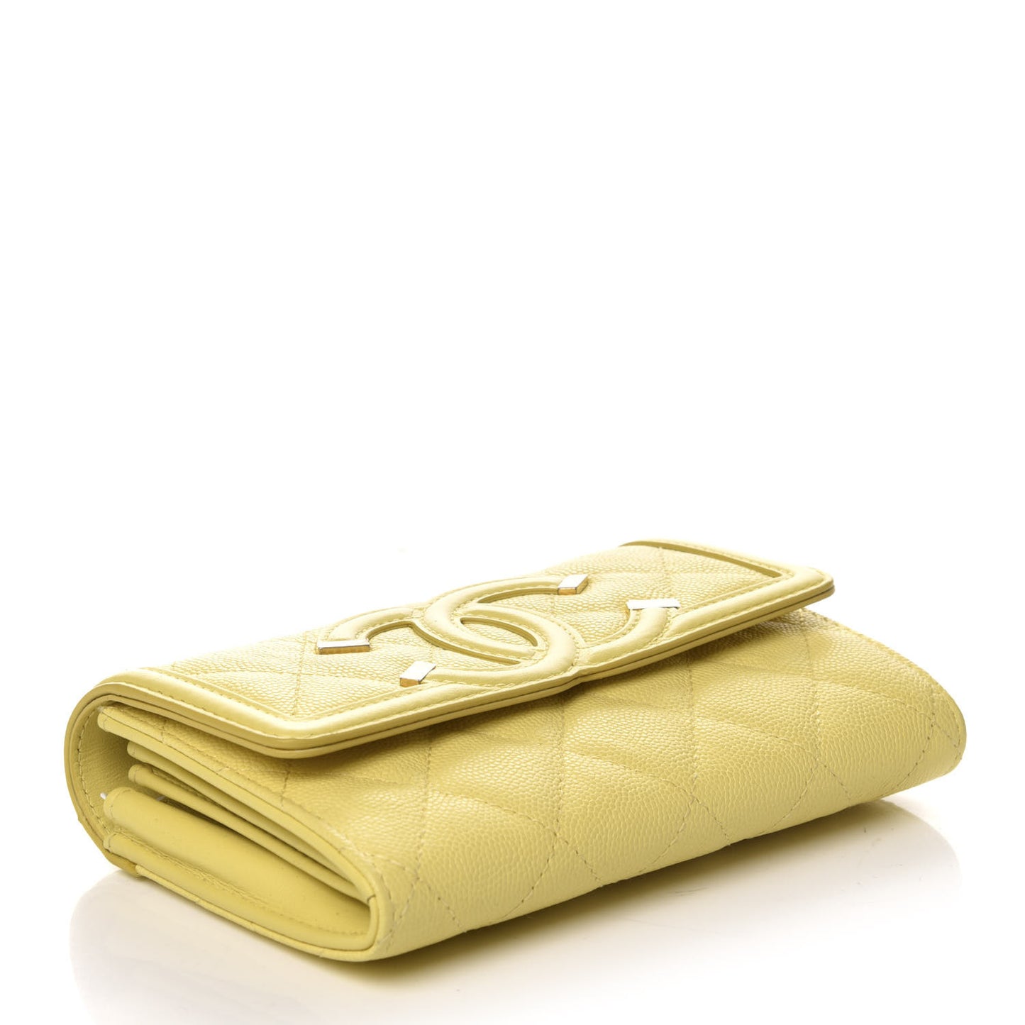 Caviar Quilted Medium Filigree Flap Wallet Yellow