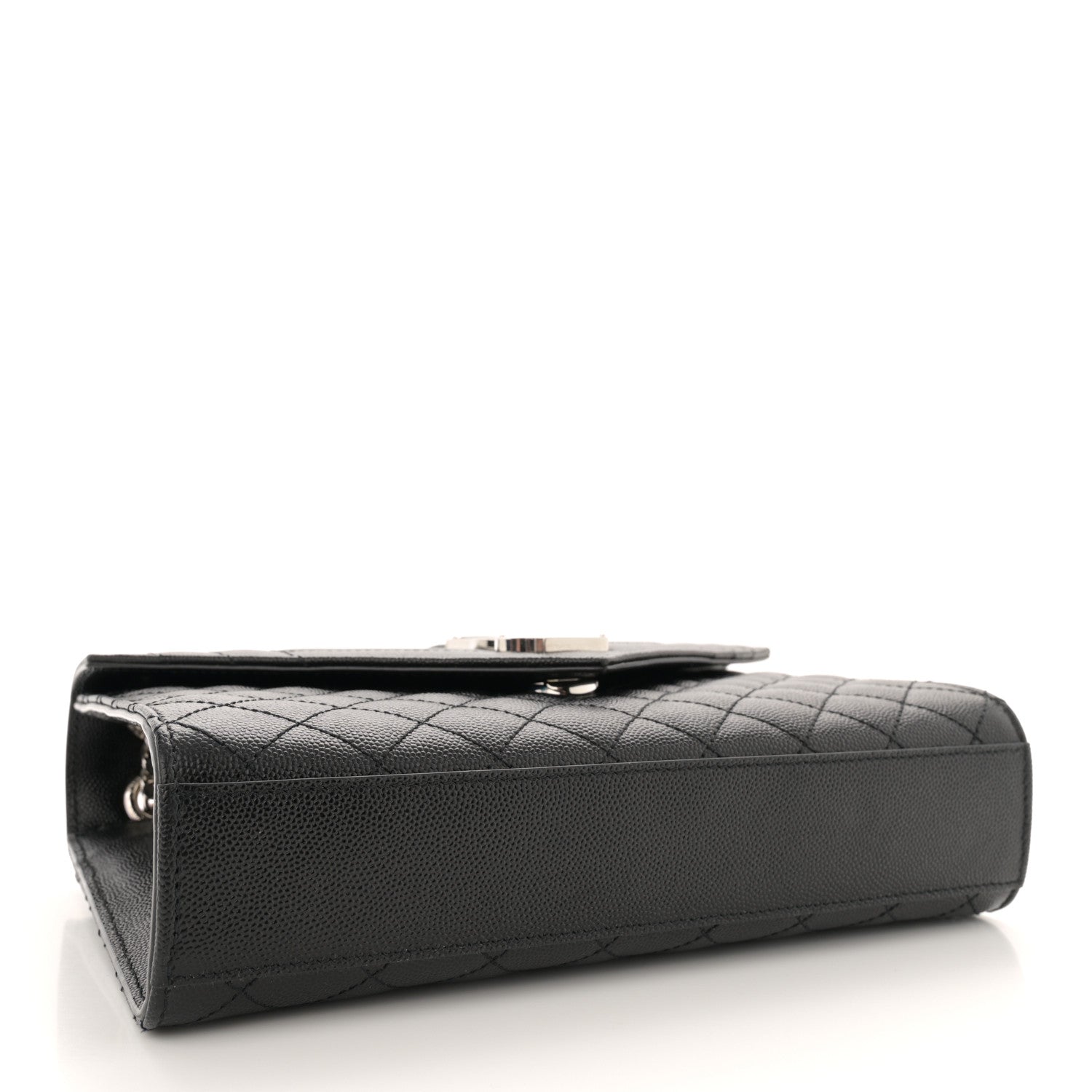 Saint Laurent Grain De Poudre Textured Mixed Matelasse Triquilt Medium Monogram Satchel Black 4 of 11