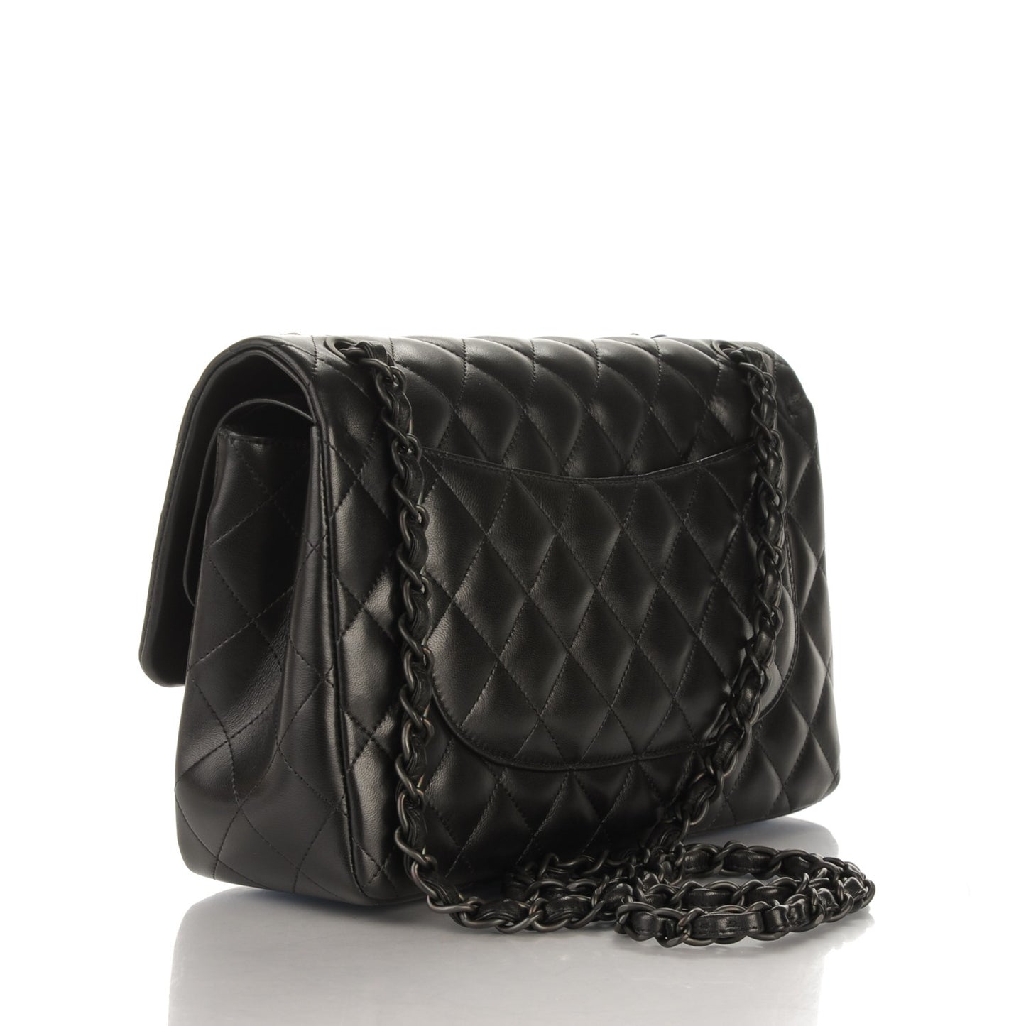 Lambskin Quilted Jumbo Double Flap So Black