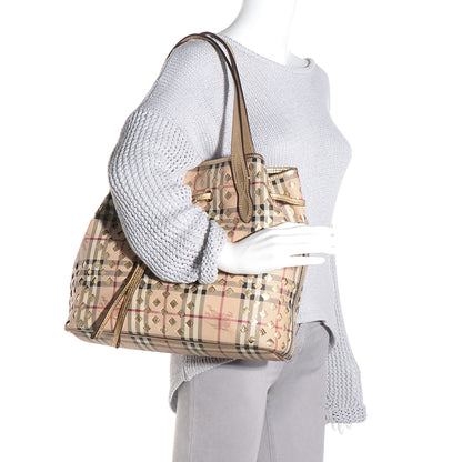 Burberry Haymarket Check Drawstring Claudia Bag Gold 2 of 8