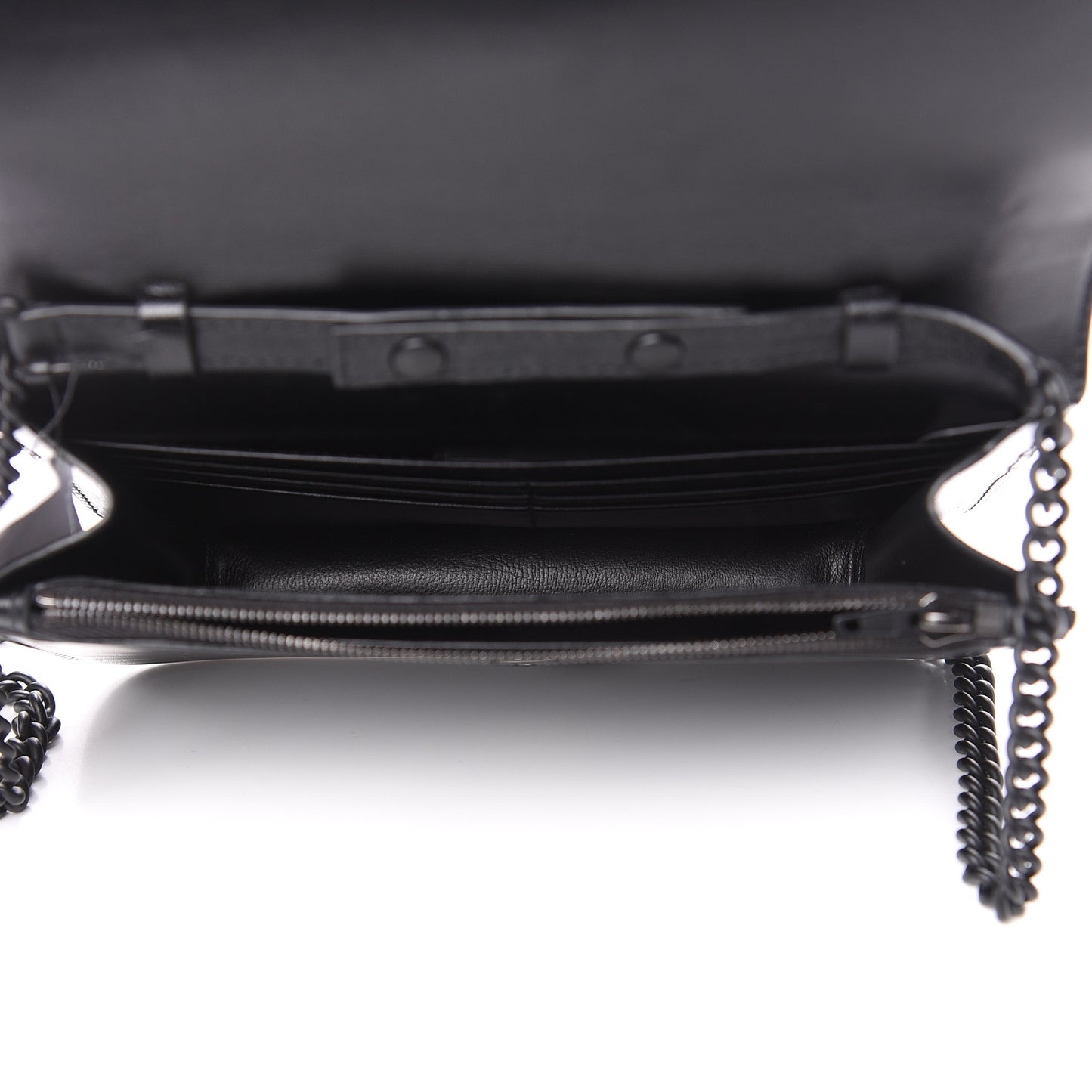 Smooth Calfskin B Wallet on Chain Black