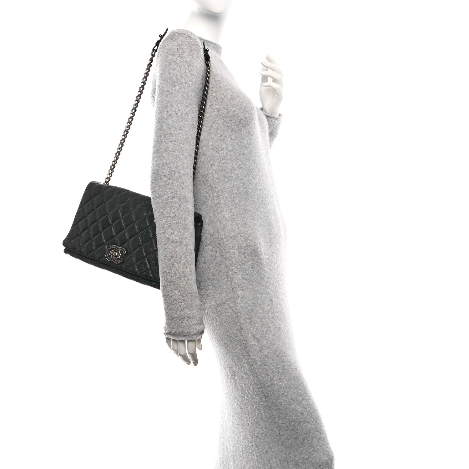 Chanel Metallic Goatskin Large City Rock Flap Black 2 of 10