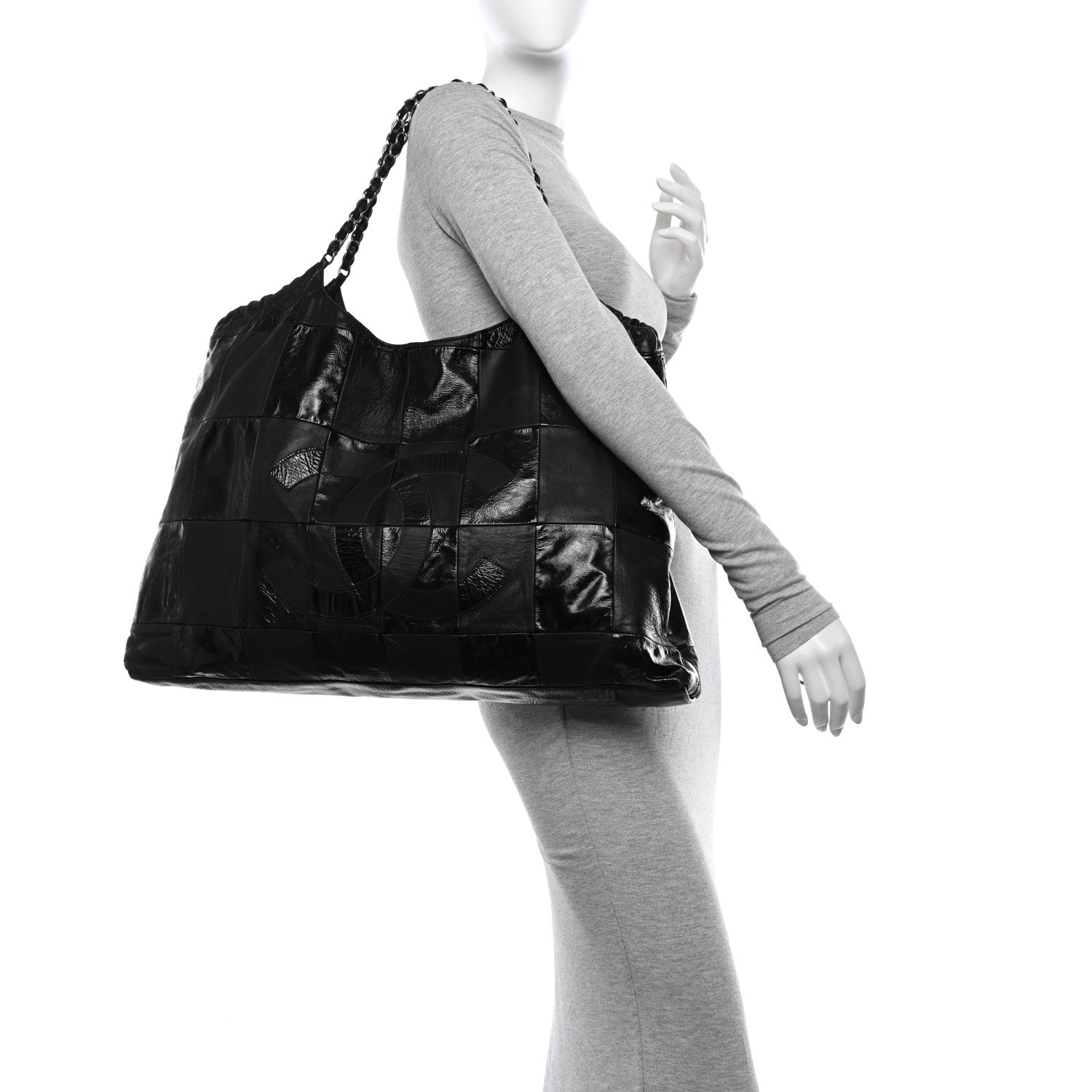 Chanel Patent Patchwork Brooklyn Tote Black 3 of 14