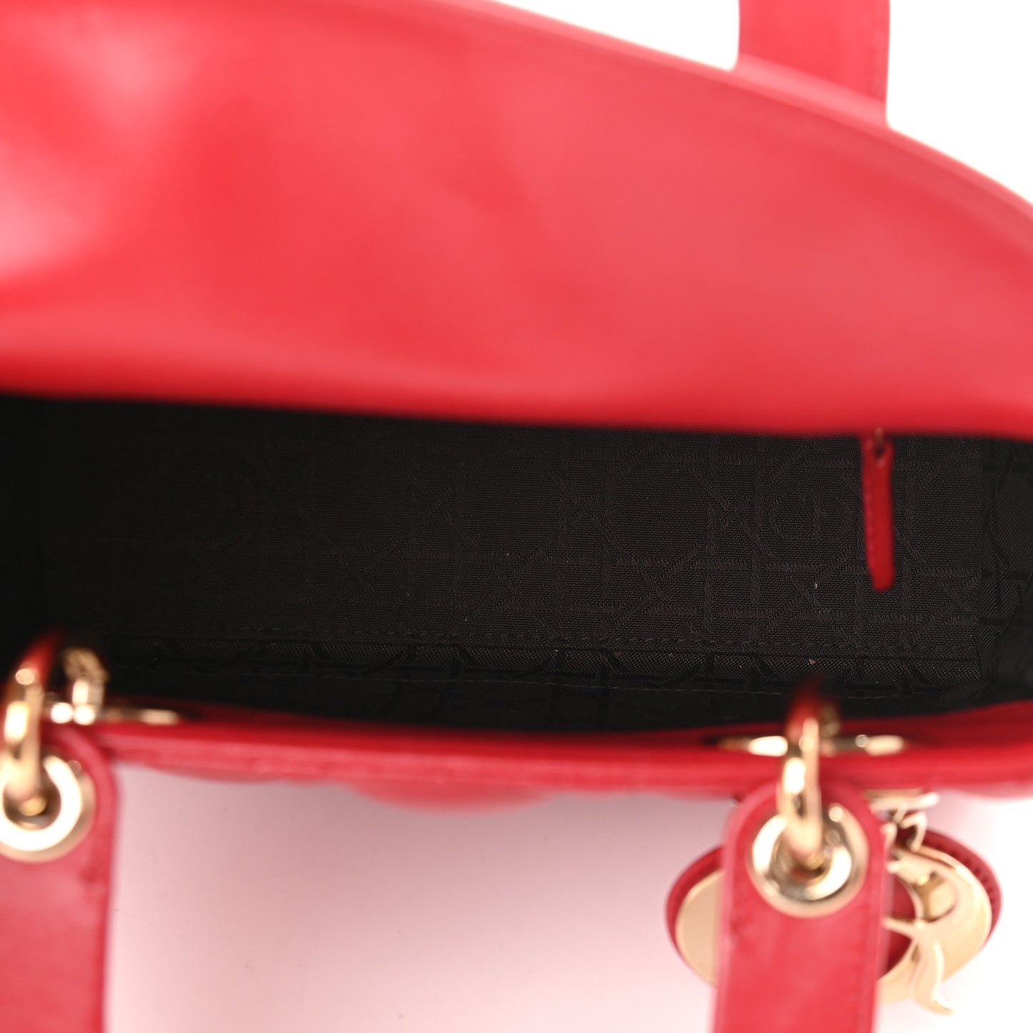 Lambskin Cannage Small Lucky Badges My Lady Dior Red