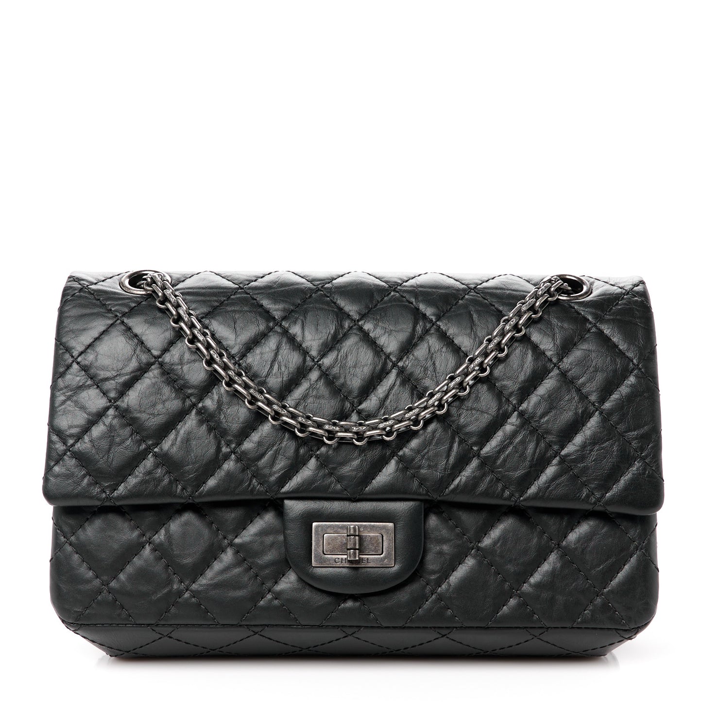 Aged Calfskin Quilted 2.55 Reissue 225 Flap Black