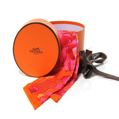Hermes Silk Fleurs De Lotus Twilly Corail 6 of 6