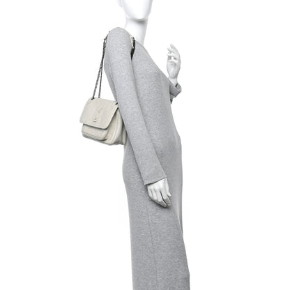 Saint Laurent Crinkled Calfskin Matelasse Monogram Baby Niki Chain Satchel Ivory 2 of 11